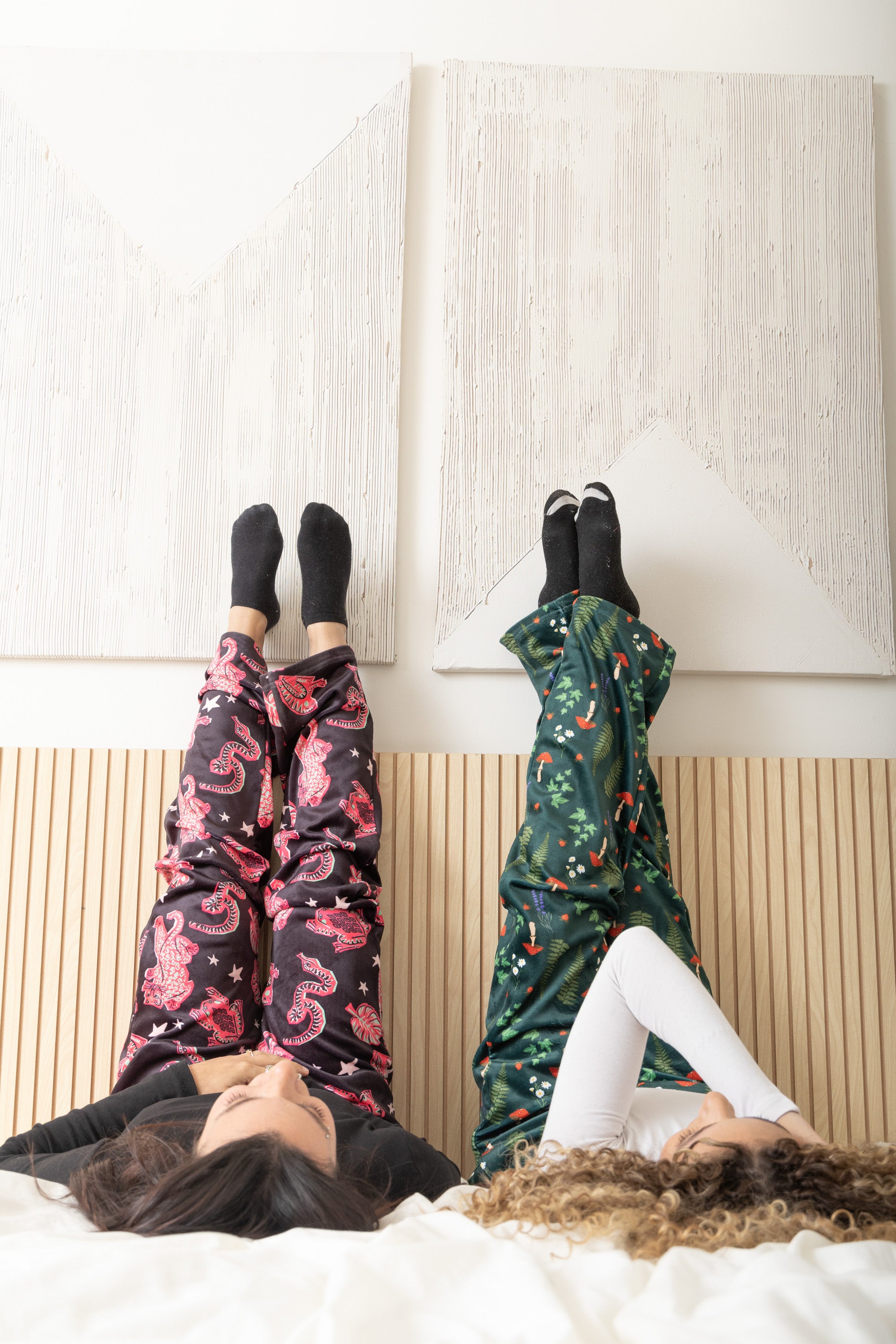 Image of Black Velvet-Touch Pajama Pants